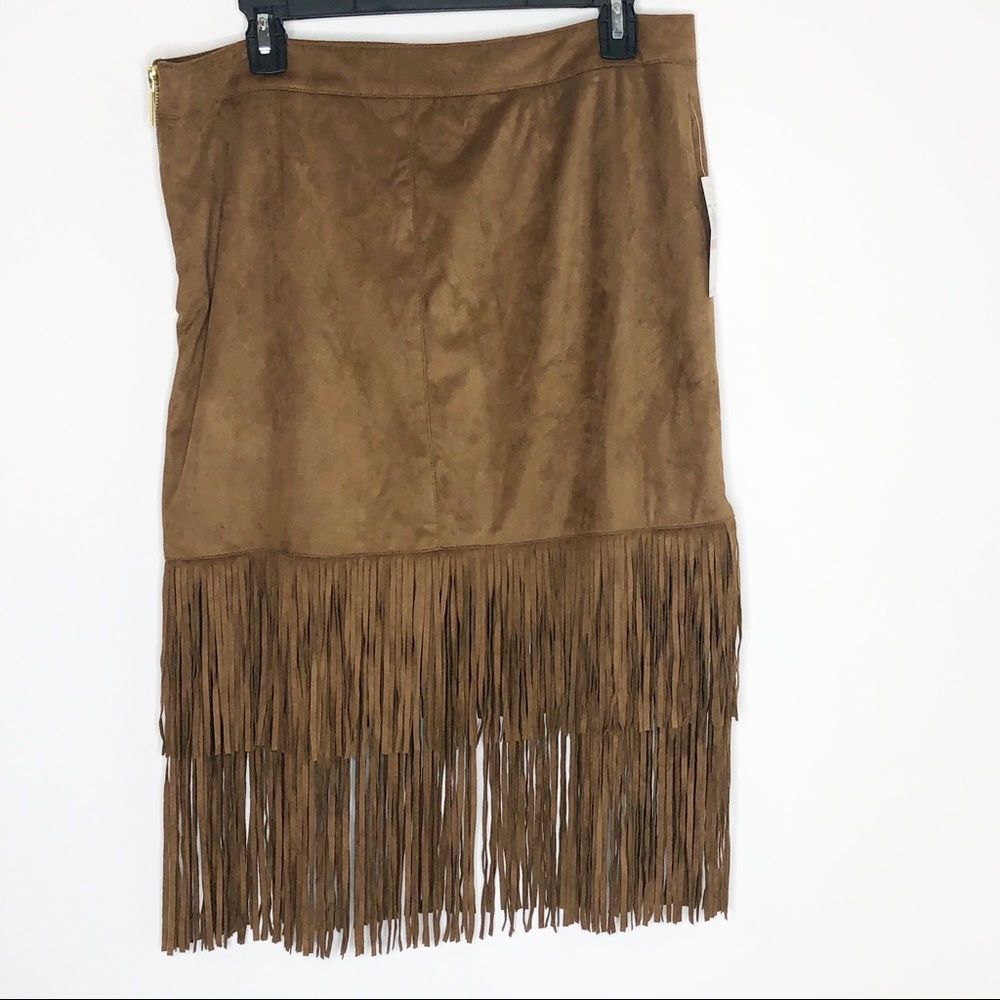 Michael Kors Brown Suede Fringe Skirt